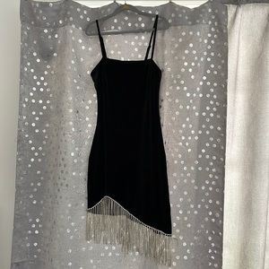 Forever 21 black velvet dress with rhinestone trim
